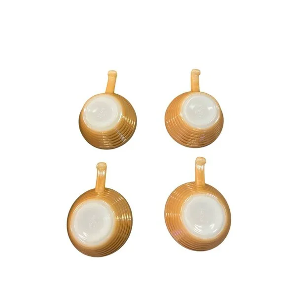 Vintage Fire King Peach Lustre Beehive Soup Bowls 4pc Used - Picture 3 of 9